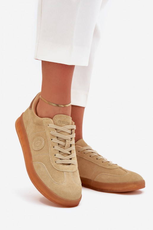zamšādas Sneakers modeļa apavi Sieviešu Big Star RR274849 HI-POLY SYSTEM smilšu krāsas