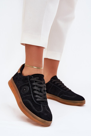zamšādas Sneakers modeļa apavi Sieviešu Big Star RR274851 HI-POLY SYSTEM melnas krāsas