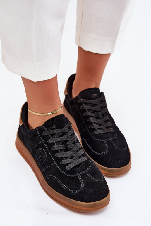 zamšādas Sneakers modeļa apavi Sieviešu Big Star RR274851 HI-POLY SYSTEM melnas krāsas