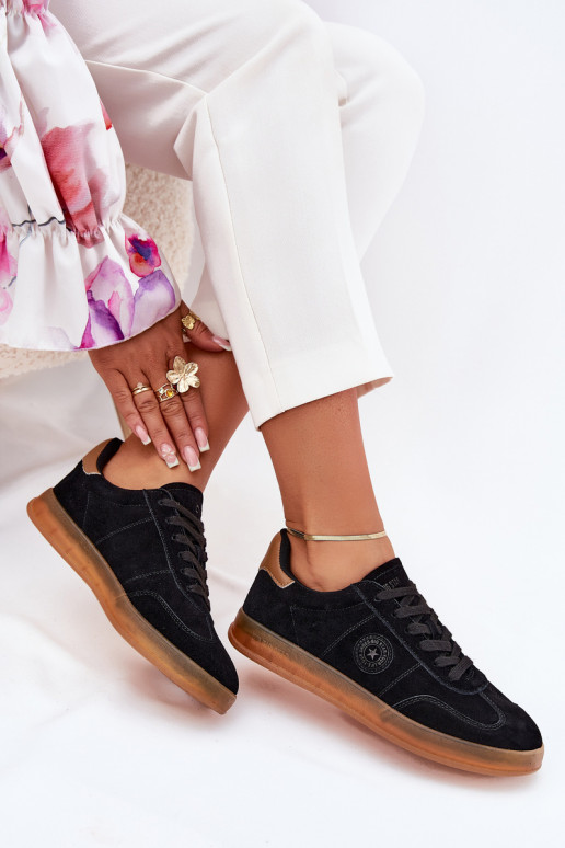 zamšādas Sneakers modeļa apavi Sieviešu Big Star RR274851 HI-POLY SYSTEM melnas krāsas