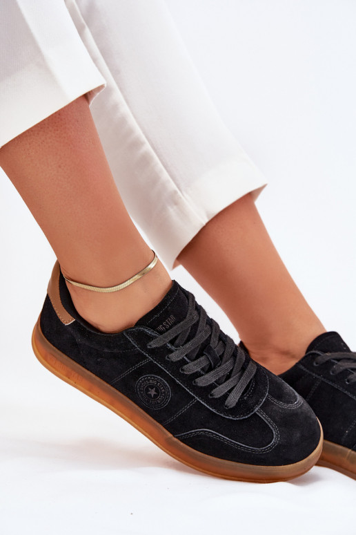 zamšādas Sneakers modeļa apavi Sieviešu Big Star RR274851 HI-POLY SYSTEM melnas krāsas