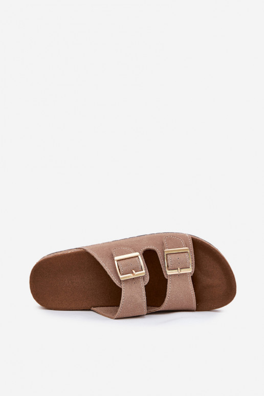 sieviešu čības Ze Zelta krāsasmi ar sprādzēmmi I Przeszyciami Haki krāsas Lunera