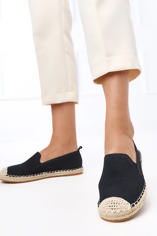 Melni espadrilles uz platformas Luna