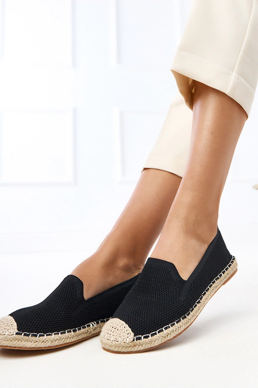 Melni espadrilles uz platformas Luna