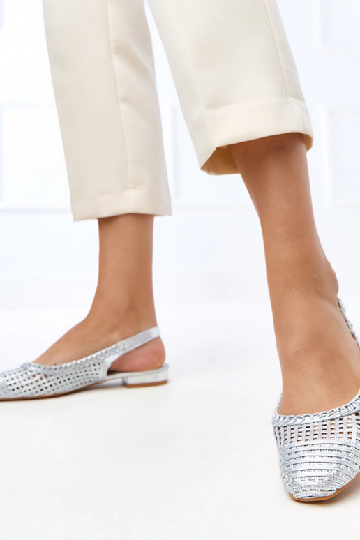 Sudraba ajour balerīnas ar atvērtu...