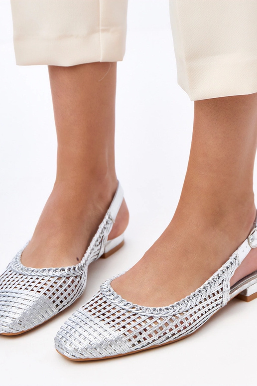 Sudraba ajour balerīnas ar atvērtu...