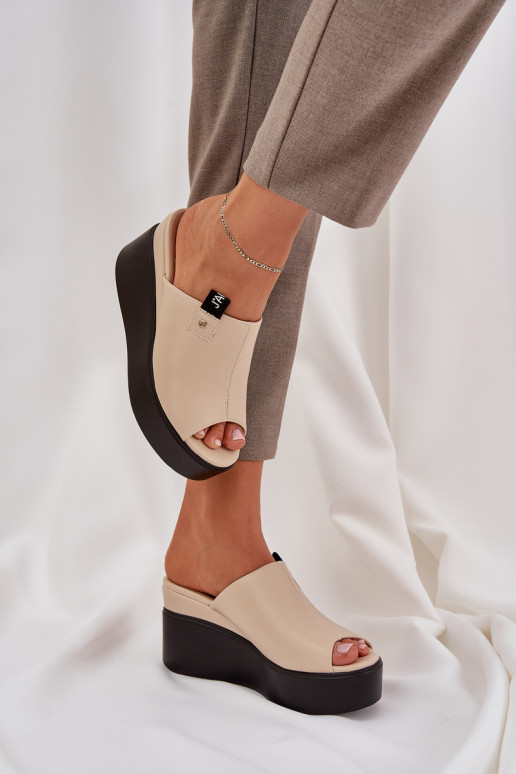 Čības ar platformu I Koturnie Eko Āda smilšu krāsas Eridoria