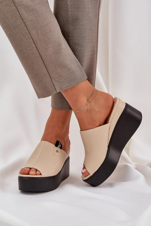 Čības ar platformu I Koturnie Eko Āda smilšu krāsas Eridoria