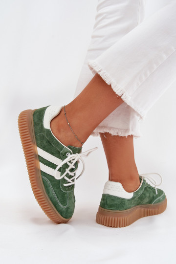 zamšādas Sneakers modeļa apavi Sieviešu ar platformu Zaļas krāsas Venera