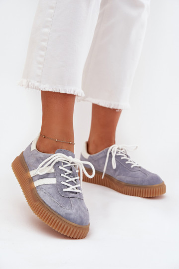 zamšādas Sneakers modeļa apavi Sieviešu ar platformu Zilas krāsas Venera