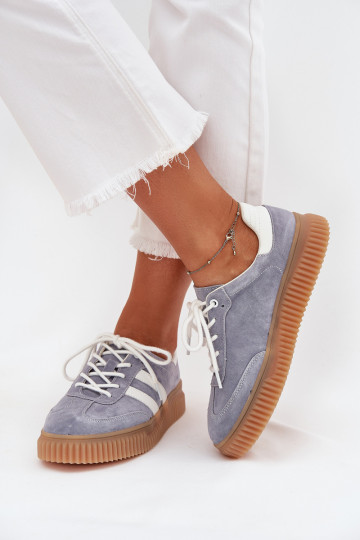 zamšādas Sneakers modeļa apavi Sieviešu ar platformu Zilas krāsas Venera 2