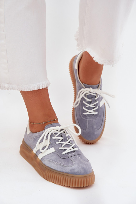 zamšādas Sneakers modeļa apavi Sieviešu ar platformu Zilas krāsas Venera