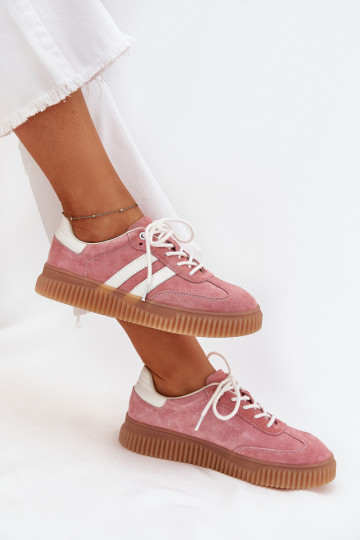 zamšādas Sneakers modeļa apavi Sieviešu ar platformu Rozā krāsas Venera