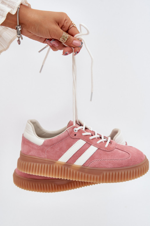 zamšādas Sneakers modeļa apavi Sieviešu ar platformu Rozā krāsas Venera