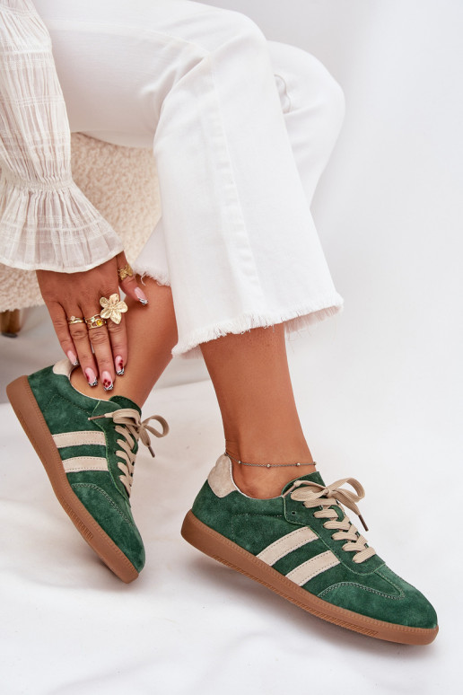 zamšādas Sneakers modeļa apavi Sieviešu Zaļas krāsas Sirella