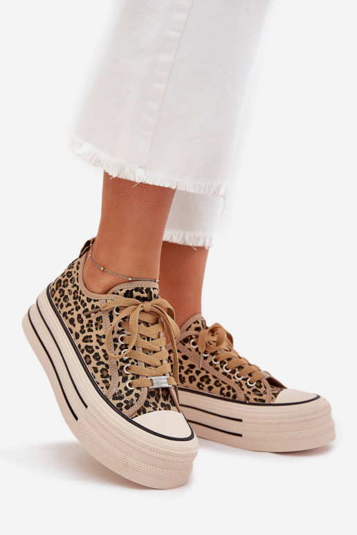 sieviešu puszābaki ar platformu ar leoparda kažokādas rakstu Tā irrinae