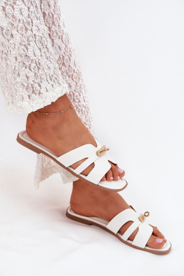 zempapēžu sieviešu čības Z Svītrasem I Zelta krāsasm Detalem baltas krāsas Kerenza