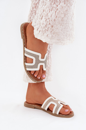 sieviešu čības ar platiem papēžiem baltas krāsas Vereya