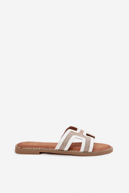 sieviešu čības ar platiem papēžiem baltas krāsas Vereya