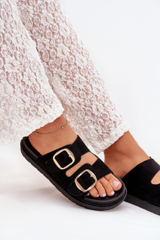 sieviešu čības ar platformu Ze Zelta krāsasmi ar sprādzēmmi melnas krāsas Verena