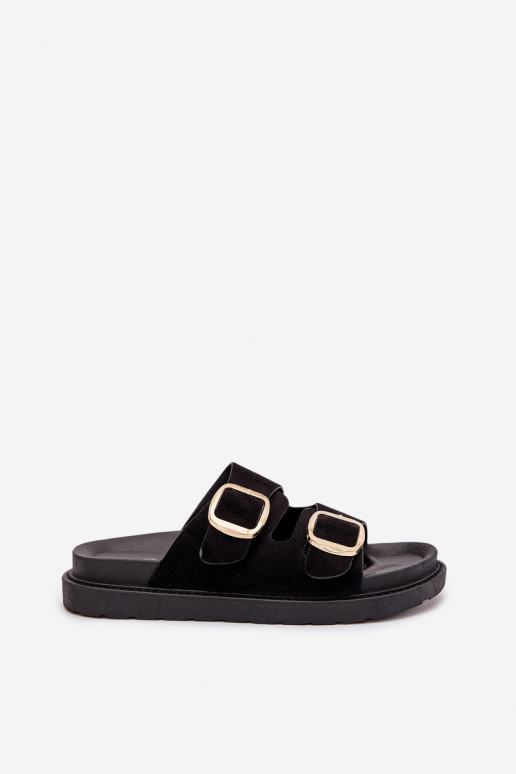 sieviešu čības ar platformu Ze Zelta krāsasmi ar sprādzēmmi melnas krāsas Verena