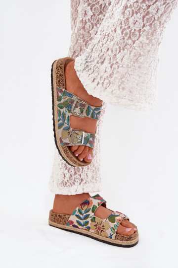 Rakstaina sieviešu čības Korkovas platformā ar sprādzēm Lee Cooper LCIN-25-35-3480L Dažādu krāsu