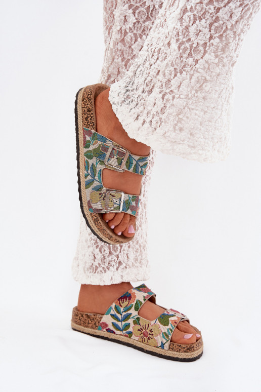 Rakstaina sieviešu čības Korkovas platformā ar sprādzēm Lee Cooper LCIN-25-35-3480L Dažādu krāsu