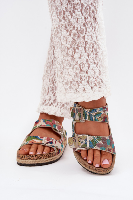 Rakstaina sieviešu čības Korkovas platformā ar sprādzēm Lee Cooper LCIN-25-35-3480L Dažādu krāsu