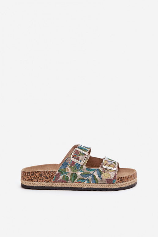 Rakstaina sieviešu čības Korkovas platformā ar sprādzēm Lee Cooper LCIN-25-35-3480L Dažādu krāsu