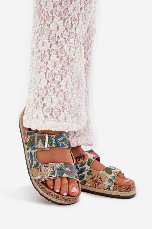 Rakstaina sieviešu čības Korkovas platformā ar sprādzēm Lee Cooper LCIN-25-35-3480L Dažādu krāsu