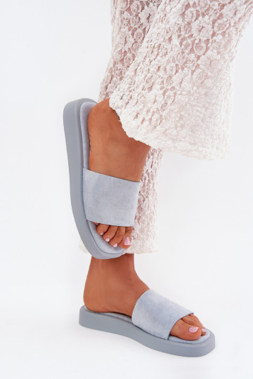 sieviešu čības ar platformu Z Eko zamšādau Gaiši zils Jorina