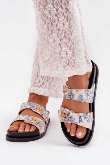 Rakstaina sieviešu čības ar platformu Zilas krāsas Sorina