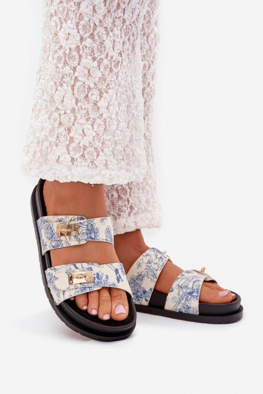 Rakstaina sieviešu čības ar platformu Zilas krāsas Sorina