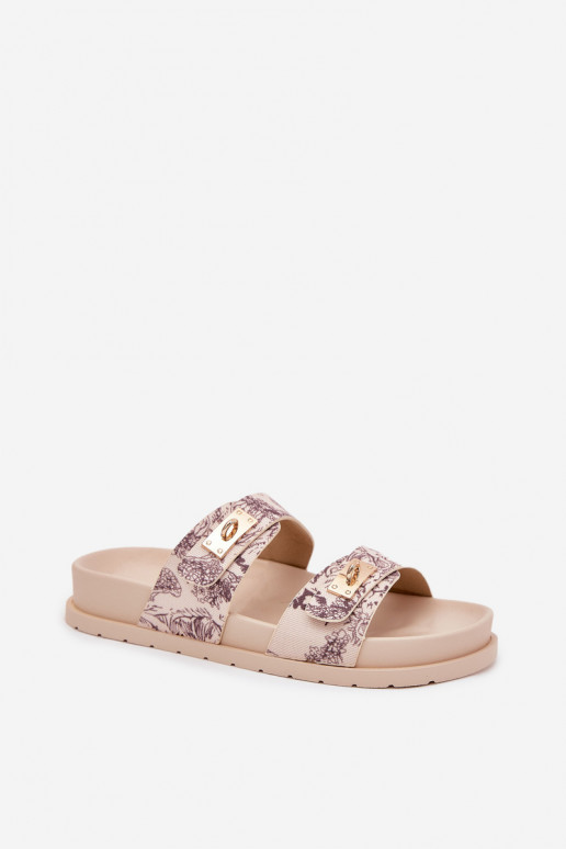 Rakstaina sieviešu čības ar platformu smilšu krāsas Sorina