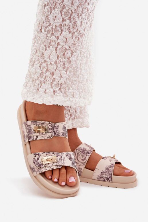 Rakstaina sieviešu čības ar platformu smilšu krāsas Sorina