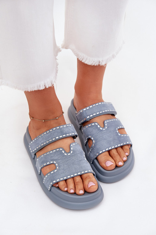 sieviešu čības Ar Dekorāciju ar platformu Zilas krāsas Delyna