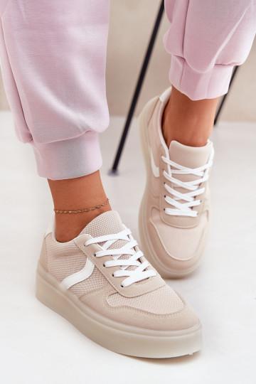 Zems Sneakers modeļa apavi Sieviešu ar platformu smilšu krāsas Telmira