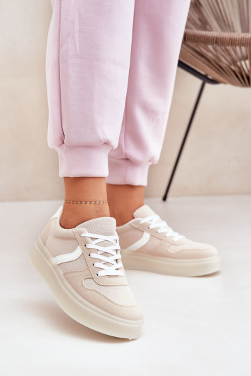 Zems Sneakers modeļa apavi Sieviešu ar platformu smilšu krāsas Telmira 2