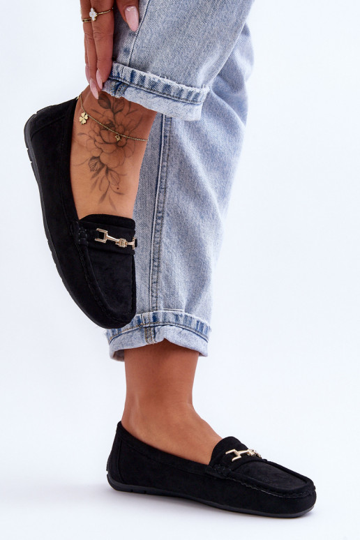 Sieviešu Klasiski zamšādas mokasīni melnas krāsas Corinell