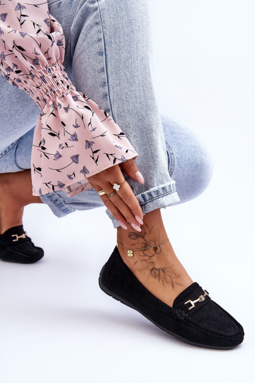 Sieviešu Klasiski zamšādas mokasīni melnas krāsas Corinell