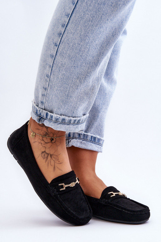 Sieviešu Klasiski zamšādas mokasīni melnas krāsas Corinell
