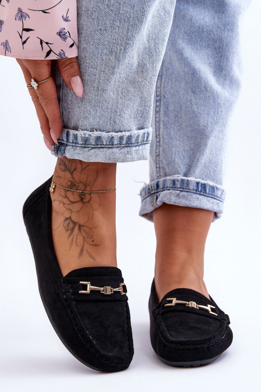 Sieviešu Klasiski zamšādas mokasīni melnas krāsas Corinell