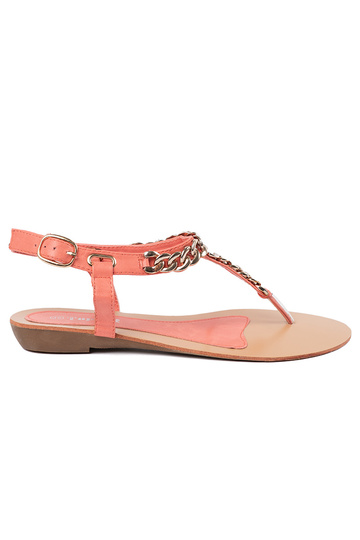 koraļļu krāsa kurpes flip-flops ar ķēdi 2
