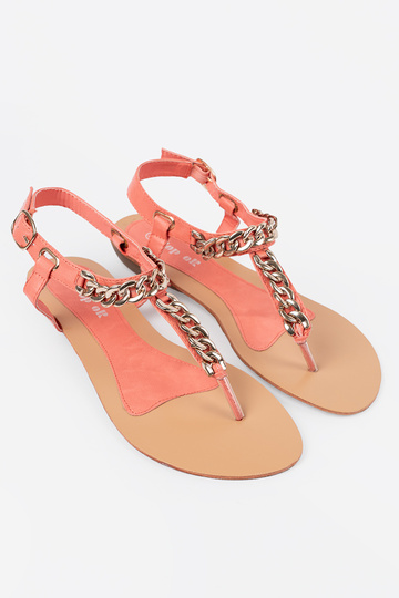 koraļļu krāsa kurpes flip-flops ar ķēdi
