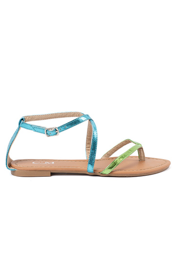 zempapēžu kurpes z zielono zilsmi paseczkami 2