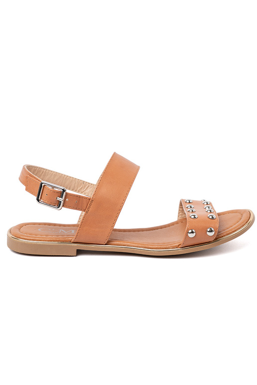 Brūnas krāsas kurpes plakans ze Sudrabsmi ćIniekami Brūnas krāsas kurpes plakans ze Sudrabsmi ćIniekami