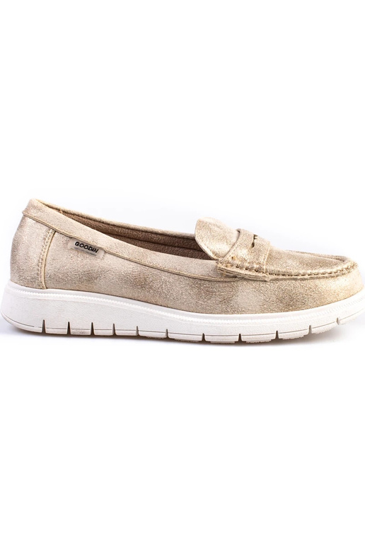 Sieviešu mokasīni zeltaini ar elastīgu zoli