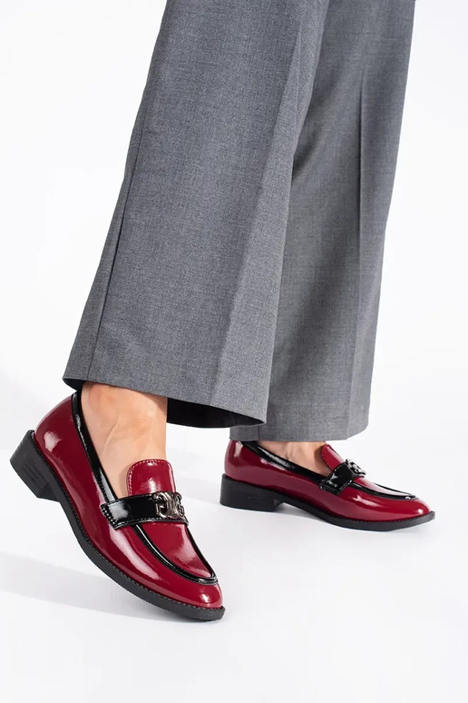 bordo krāsas sieviešu mokasīni lakots