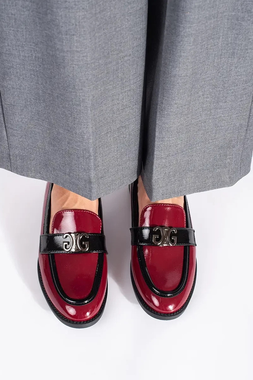 bordo krāsas sieviešu mokasīni lakots