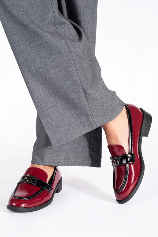 bordo krāsas sieviešu mokasīni lakots